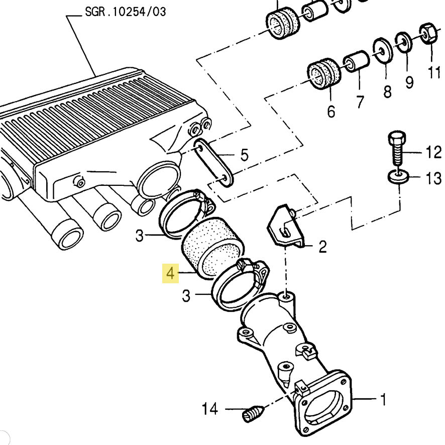 MANCHON CORPS PAPILLON CÔTÉ ECHANGEUR ALFA ROMEO 75 TURBO 60534306