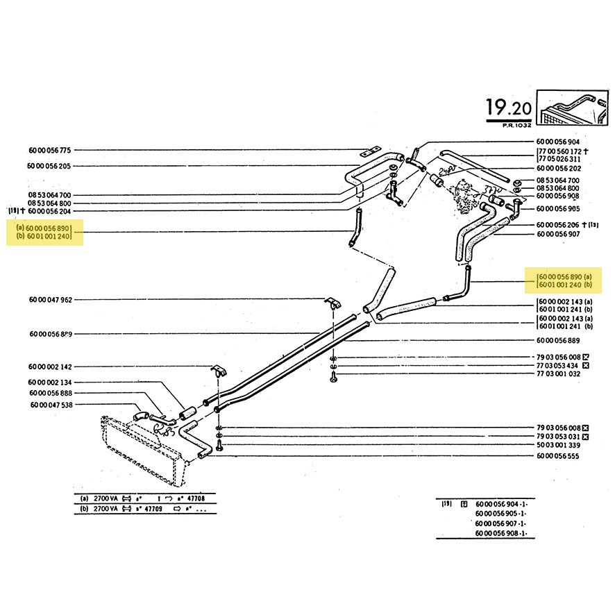 PAIRES TUBES ALUMINIUM ALPINE A310 V6 6000056890 (jusqu'au chassis 47708)