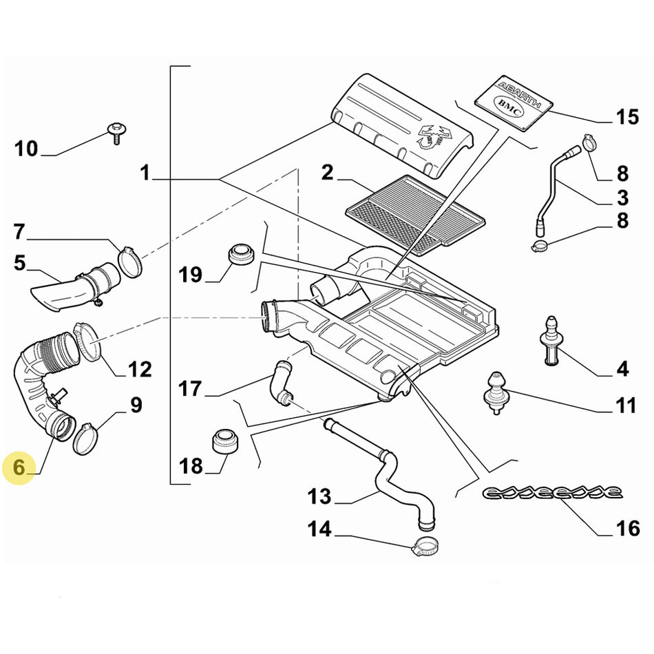COUDE TURBO SILICONE ABARTH 500 GARRETT/IHI