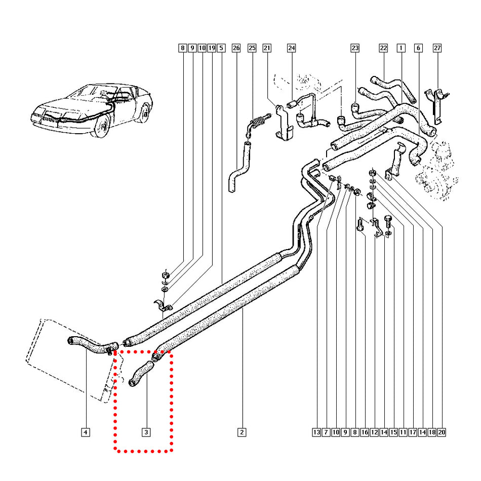 DURITE RADIATEUR SILICONE ALPINE GTA V6 TURBO D501 OEM6001006624