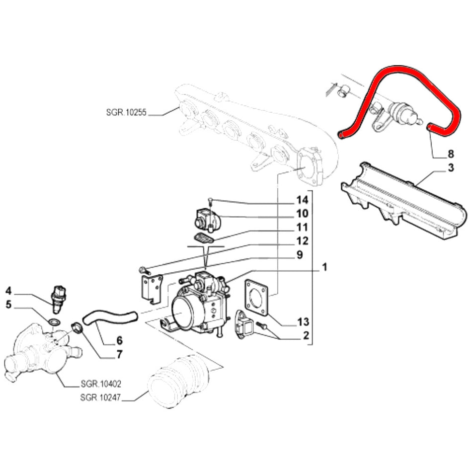 DURITE DEPRESSION SILICONE FIAT COUPE 20V TURBO OEM46468079