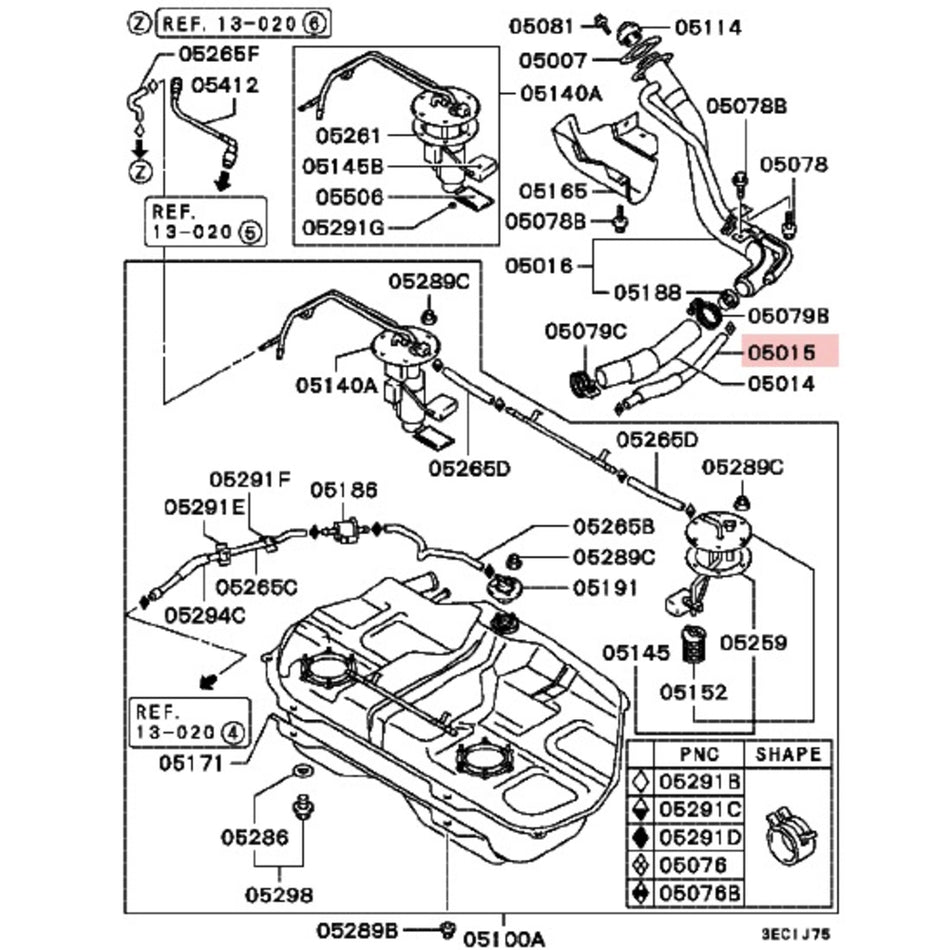 TUYAU REMPLISSAGE ESSENCE SILICONE MITSUBISHI LANCER EVOLUTION 5/6 (MR135994)