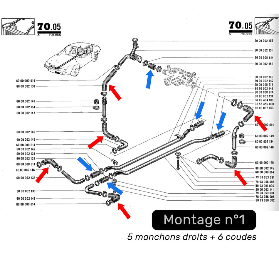 KIT EAU 23 DURITES SILICONE ALPINE A310 4 CYLINDRES 1600