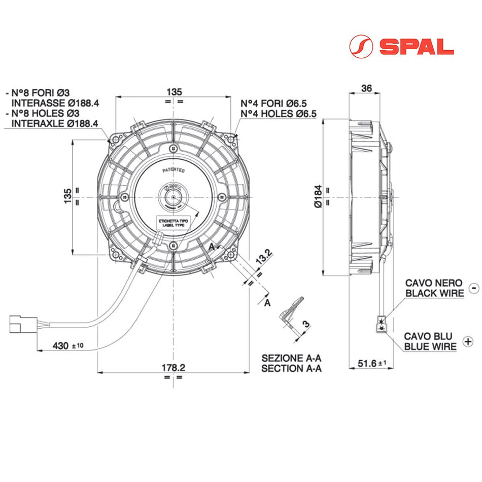 VENTILATEUR SPAL 185mm POUR RADIATEUR ALPINE A310 V6