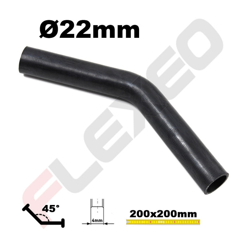 45° elbow EPDM rubber Ø22mm L.200x200mm