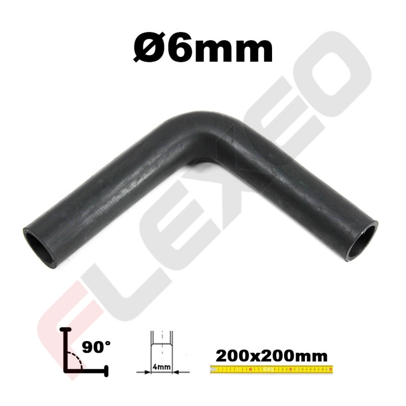 Coude 90° caoutchouc EPDM Ø6mm L.200x200mm