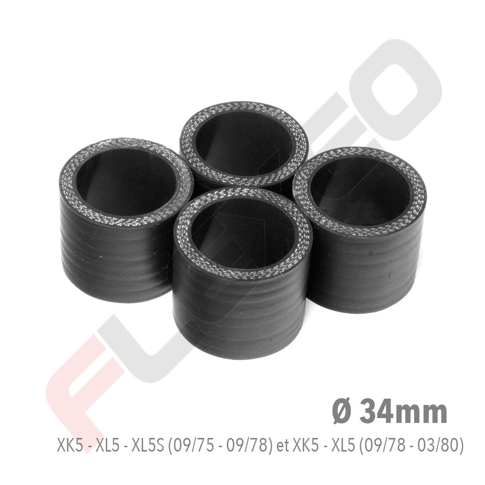 KIT 4 MANCHONS SILICONE PEUGEOT 204/304 MOTEURS XK5 XL5 XL5S (34mm) 0348.37