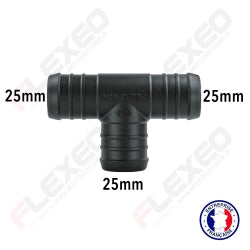 Raccord connecteur T pour tuyau et durite diamètre 25mm