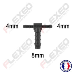 Raccord connecteur T pour tuyau et durite diamètre 4-4-8mm
