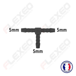 Raccord connecteur T pour tuyau et durite diamètre 5mm