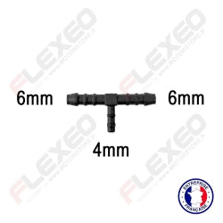 Raccord connecteur T pour tuyau et durite diamètre 6-6-4mm