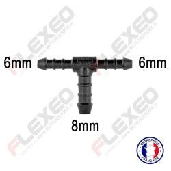 Raccord connecteur T pour tuyau et durite diamètre 6-6-8mm