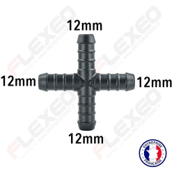 Raccord connecteur X pour tuyau et durite diamètre 12mm