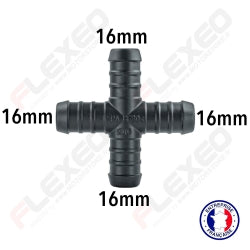 Raccord connecteur X pour tuyau et durite diamètre 16mm