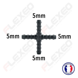 Raccord connecteur X pour tuyau et durite diamètre 5mm