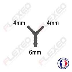 Raccord connecteur Y pour tuyau et durite diamètre 4-4-6mm