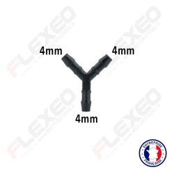 Raccord connecteur Y pour tuyau et durite diamètre 4mm