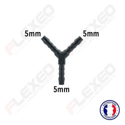 Raccord connecteur Y pour tuyau et durite diamètre 5mm