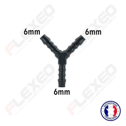 Raccord connecteur Y pour tuyau et durite diamètre 6mm