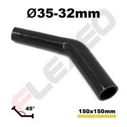 Réducteur 45° silicone Ø32-35mm L.150x150mm 3 plys