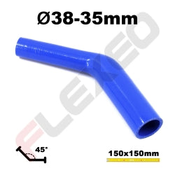 Réducteur 45° silicone Ø35-38mm L.150x150mm 3 plys