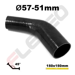 Réducteur 45° silicone Ø51-57mm L.150x150mm 4 plys