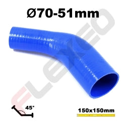 Réducteur 45° silicone Ø51-70mm L.150x150mm 4 plys