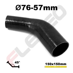 Réducteur 45° silicone Ø57-76mm L.150x150mm 4 plys