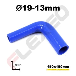 Réducteur 90° silicone Ø13-19mm L.100x100mm 3 plys