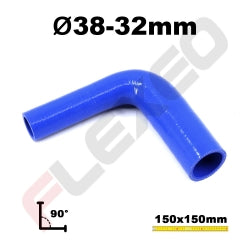 Réducteur 90° silicone Ø32-38mm L.100x100mm 3 plys