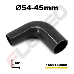 Réducteur 90° silicone Ø45-54mm L.150x150mm 4 plys