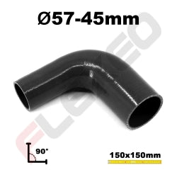 Réducteur 90° silicone Ø45-57mm L.150x150mm 4 plys